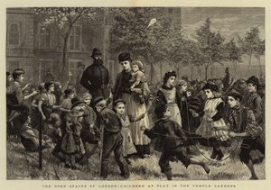 Os Espaços Abertos de Londres, Crianças Brincam nos Jardins do Templo